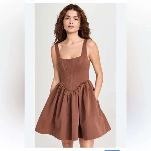 brown corset mini dress Brown Corset Mini Dress – Coquette Aesthetic Outfit for Summer Brown / M main image 0